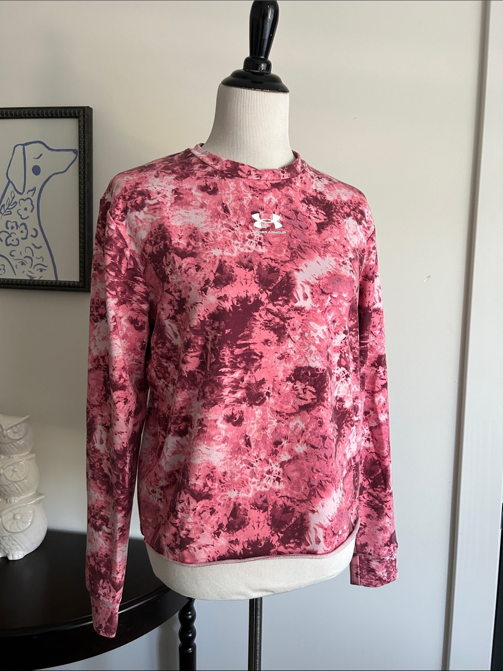 Under Armour N Coral and White Tie-Dye Long Sleeve Performance Shirt